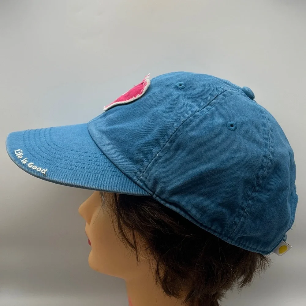 Life Is Good Sky Blue Baseball Hat with Pink Heart Patch